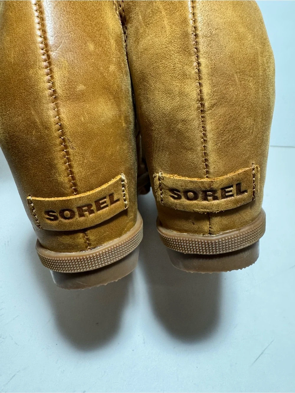Sorel Tan Leather Joanie Il Lace Up Ankle Wedge Heel Strappy Sandals Size 9